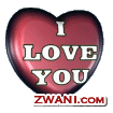 I love you in a rotating red heart