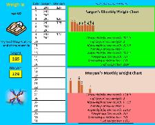 Two person weight monitor chart for the 12 months of 2009