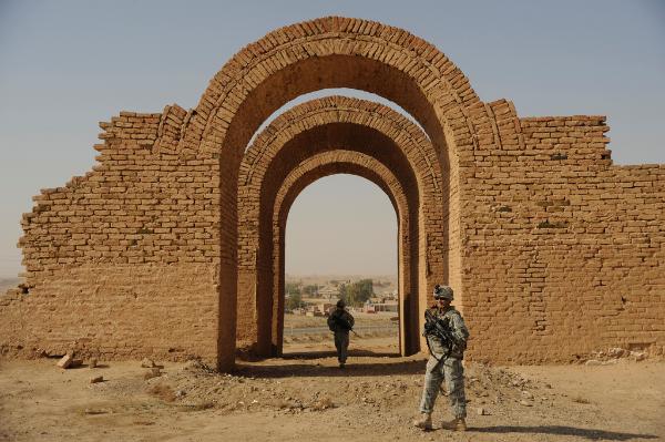 American soliders guarding the gates of city of Ashur